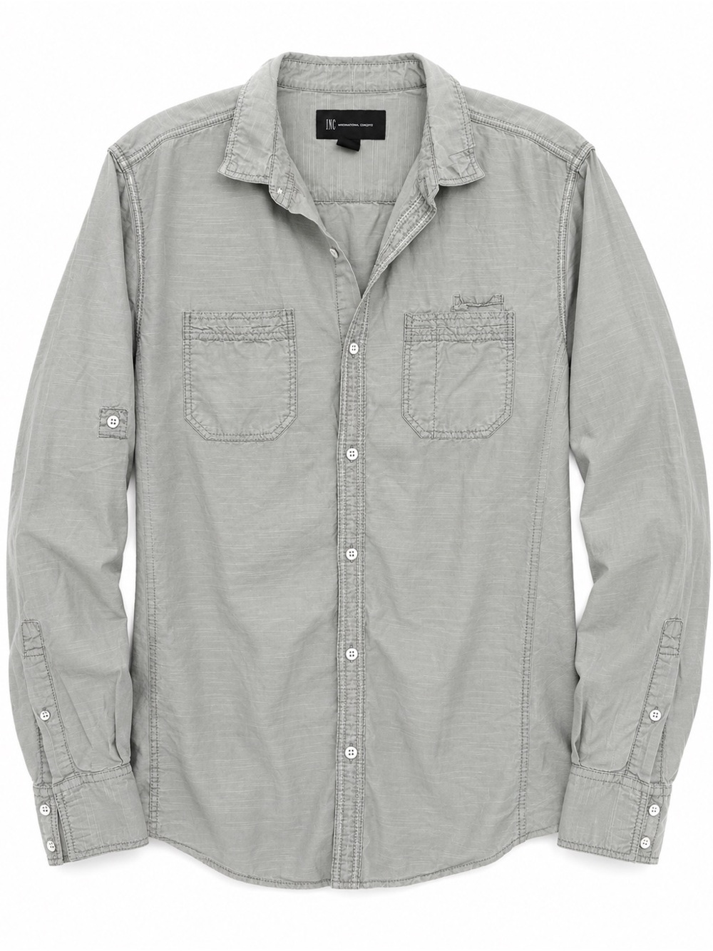INC International Concepts Sage‎ Green Utility Roll Tab Button-Up Shirt - Picture 3 of 8